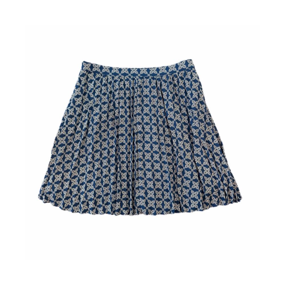 J. Crew NEW Navy White Floral Pleated Boho Casual Workwear Office Mini Skirt